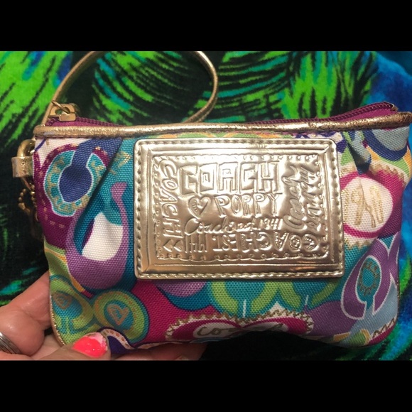 Coach poppy wristlet purse multicolors - Picture 6 of 7